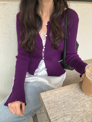 (4 colors) Frill Cardigan