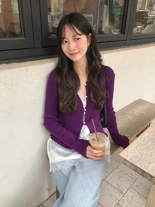 (4 colors) Frill Cardigan