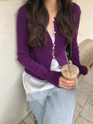 (4 colors) Frill Cardigan