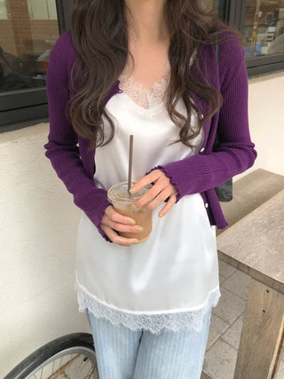(4 colors) Frill Cardigan