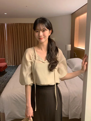 (set) Tencel bustier blouse set