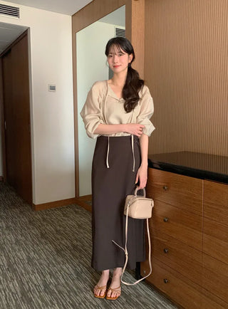 (set) Tencel bustier blouse set