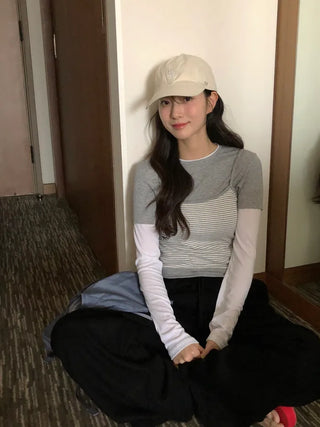 Ribbed wide-leg elastic waist pants