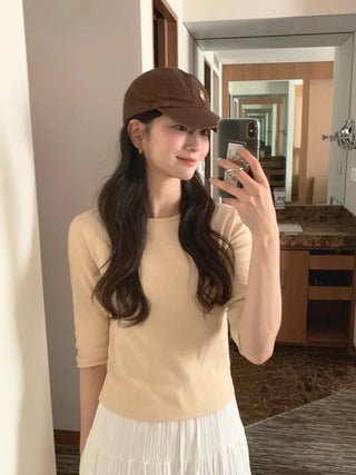 Ribbed 7/8 length T-shirt