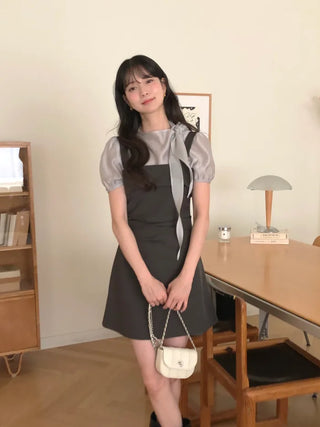(3 colors) Ribbon Blouse