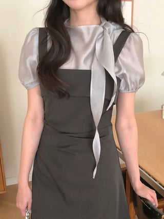 (3 colors) Ribbon Blouse