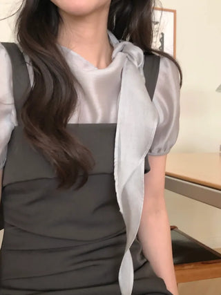 (3 colors) Ribbon Blouse