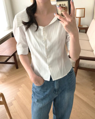 [[3]color] Striped blouse