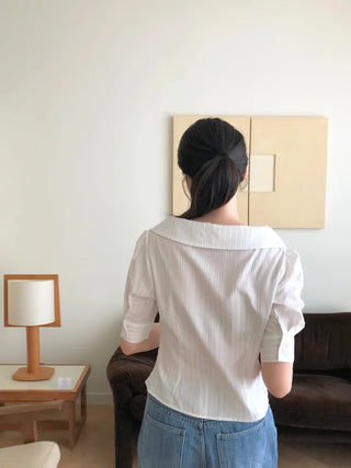 [[3]color] Striped blouse