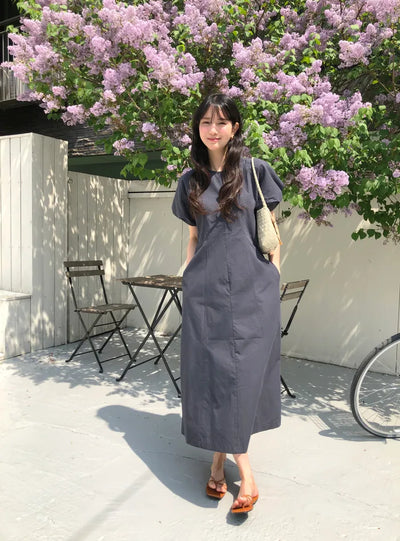 (2 colors) Cotton Long Dress