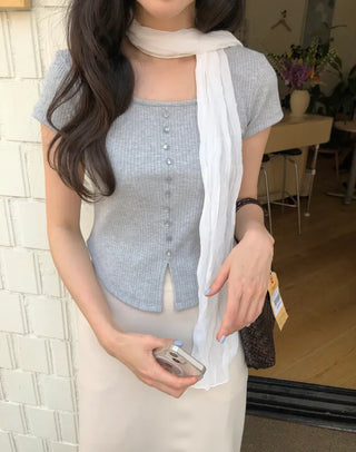 (3 colors) Cropped T-shirt