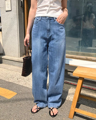 Washed summer denim pants