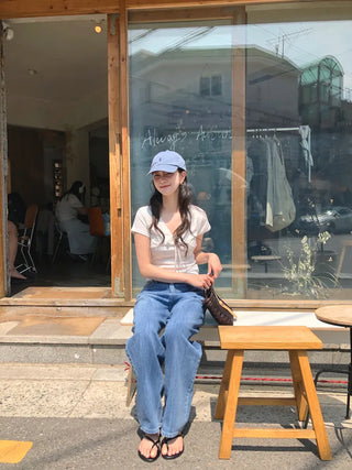 Washed summer denim pants