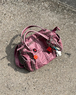 Block stitch double stud 2-way Boston bag