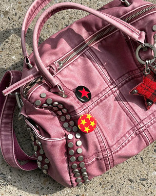Block stitch double stud 2-way Boston bag