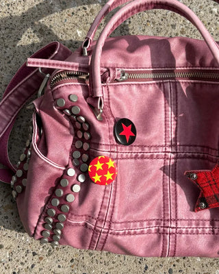 Block stitch double stud 2-way Boston bag
