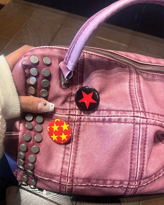 Block stitch double stud 2-way Boston bag