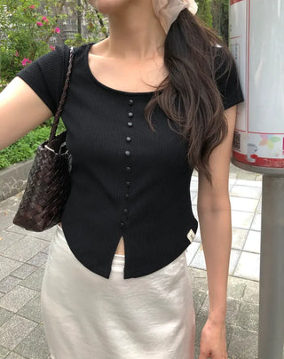 (3 colors) Cropped T-shirt