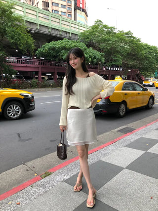 [3 colors] Ribbed Cropped Knit