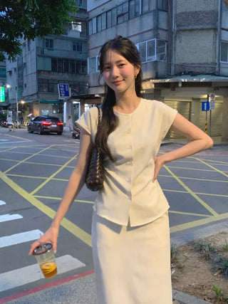 (2 colors) Button blouse