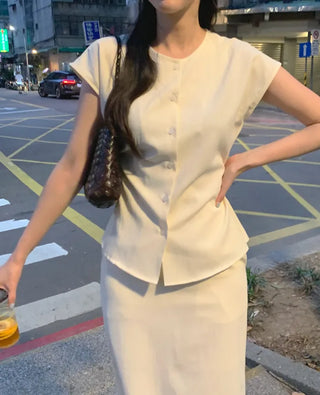 (2 colors) Button blouse