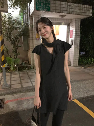 [2 colors][set] Scarf dress set