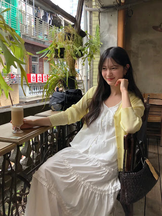 [6 colors] V-neck cardigan