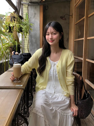 [6 colors] V-neck cardigan
