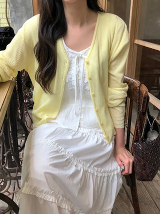 [6 colors] V-neck cardigan