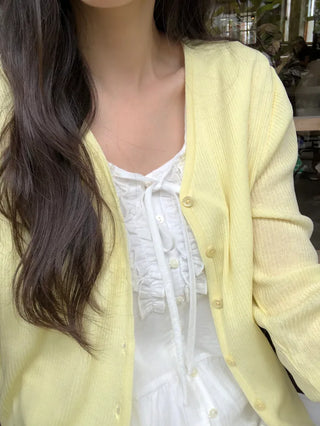 [6 colors] V-neck cardigan