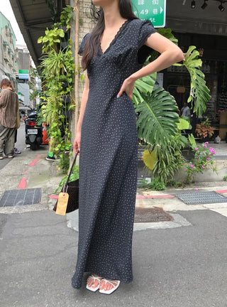 (2 colors) V-neck long dress