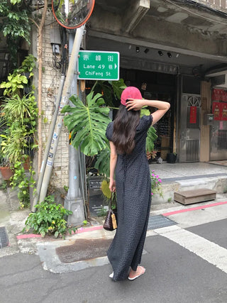 (2 colors) V-neck long dress