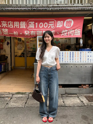Washed denim pants