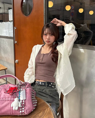 Pinstripe Loose Sheer Shirt