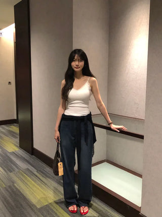 (4 colors) [Built-in cap] Lace sleeveless top