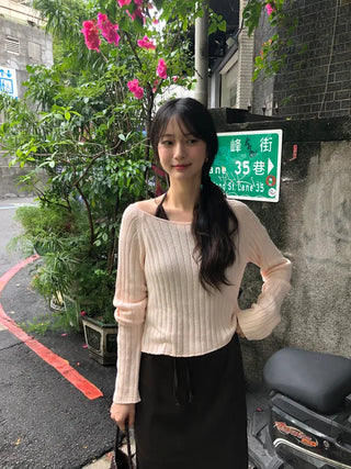 [3 colors] Ribbed Cropped Knit