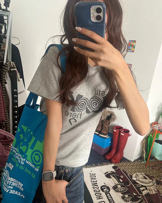 LOOK Vintage Lettering Slim Half T-Shirt
