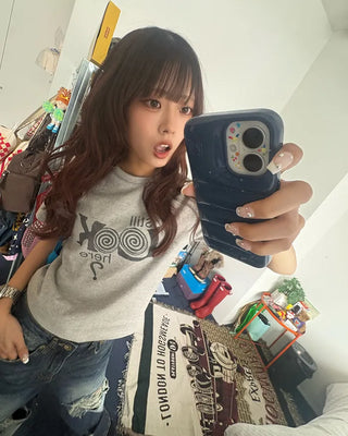 LOOK Vintage Lettering Slim Half T-Shirt