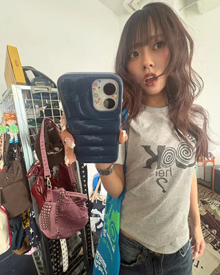 LOOK Vintage Lettering Slim Half T-Shirt