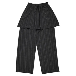 [2 colors] Striped skirt pants