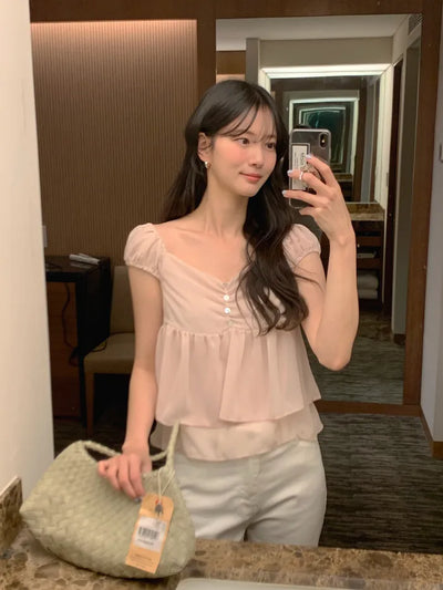 [3 colors] Thai Chiffon Blouse