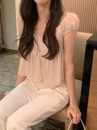 [3 colors] Thai Chiffon Blouse