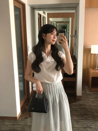 [3 colors] Drape Blouse