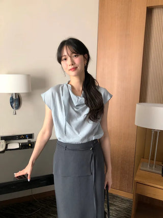 [3 colors] Drape Blouse