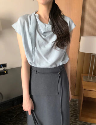 [3 colors] Drape Blouse