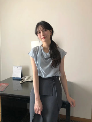 [3 colors] Drape Blouse