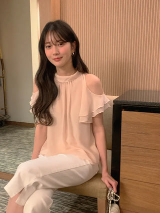 [3 colors] Slit Blouse
