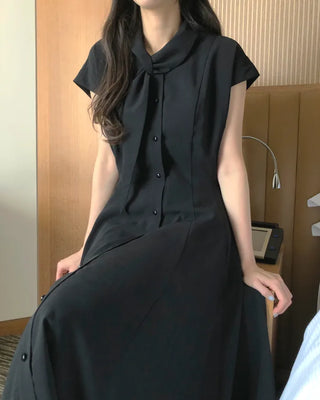 [2 colors] Collared long dress