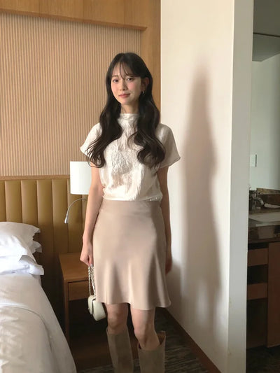 [6 colors] Satin Mini Skirt
