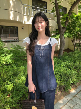 (set) Bustier and wide-leg pants set